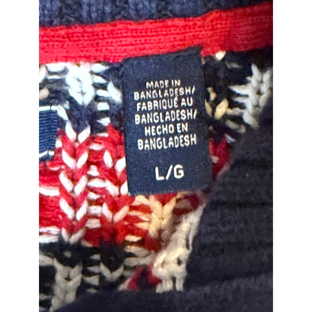 IZOD Vintage Fair Isle Sweater Mens Large Blue Red White 1/4‎ Zip Pullover Knit - Picture 5 of 8